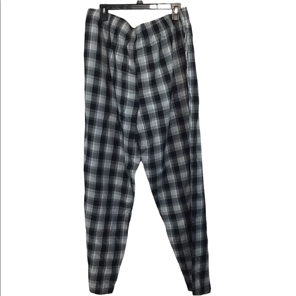 Chaps Ebony Black Gray White Plaid Tie Stretch Waist PJ Lounge Sleep Pant XL NWT